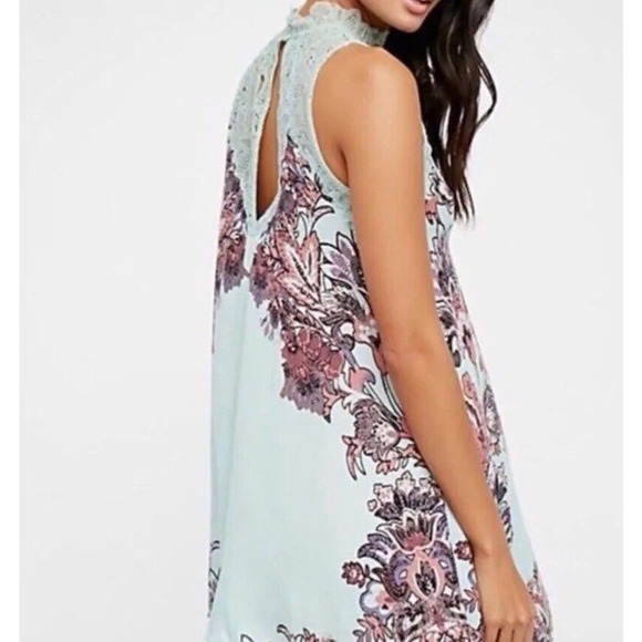 Intimately Free People Marsha Lace Slip Dress Turquoise Blue Floral Flowing XS - Picture 9 of 16